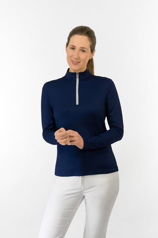 Tranquillity Ladies Golf Mid Quarter Zip Polo - Navy