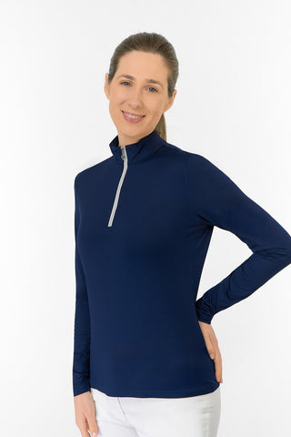 Tranquillity Ladies Golf Mid Quarter Zip Polo - Navy