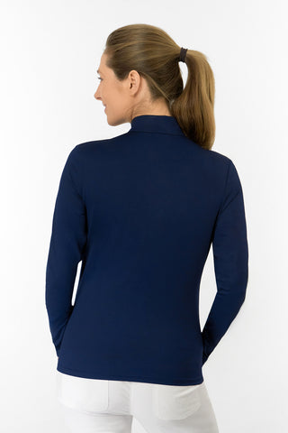 Tranquillity Ladies Golf Mid Quarter Zip Polo - Navy