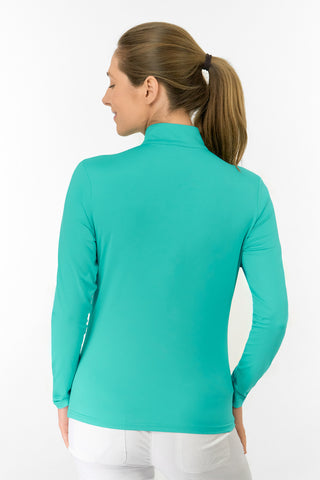Tranquillity Ladies Golf Mid Quarter Zip Polo - Ocean Blue