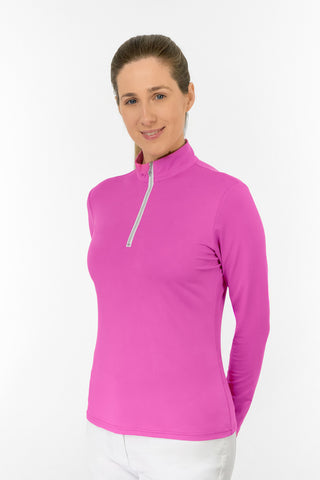 Tranquillity Ladies Golf Mid Quarter Zip Polo - Azalea