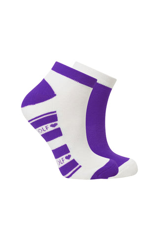 Pure Ladies 2 Pair Pack Of Trainer Golf Socks- Purple