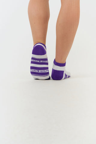 Pure Ladies 2 Pair Pack Of Trainer Golf Socks- Purple