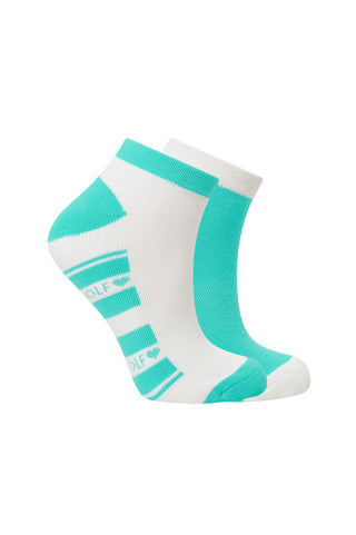 Pure Ladies 2 Pair Pack Of Trainer Golf Socks- Ocean Blue