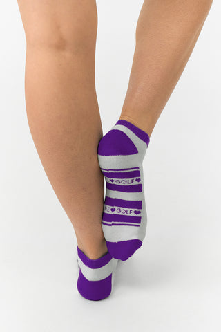 Pure Ladies 2 Pair Pack Of Trainer Golf Socks- Purple