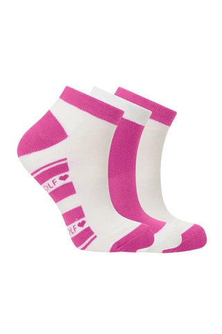 Trixie 3 Pack Ladies Trainer Socks - Azalea Pink