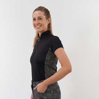 Pure Golf Ladies Holly Cap Sleeve Polo Shirt - Cheetah