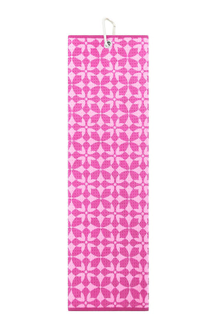 Microfibre Tri-fold Ladies Golf Towel - Riviera Pink