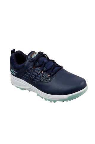 Skechers Go Golf Pro 2 Soft Spike Waterproof Ladies Golf Shoes - Navy and Turquoise