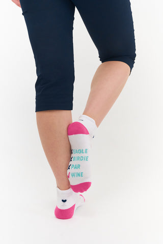 Pair Of Wine Slogan Ladies Golf Socks