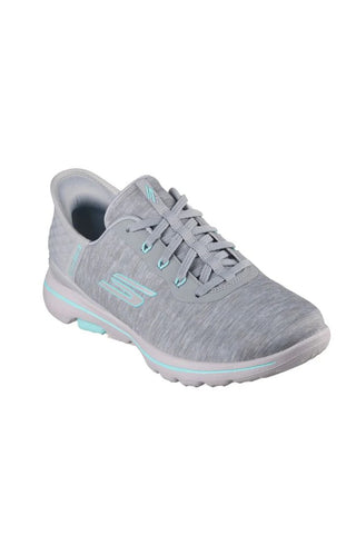 Skechers Go Golf Walk 5 Slip In Ladies Golf Shoes- Grey/Turquoise