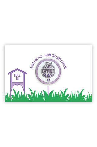 'Lady Captain's Day 2025' Ball Marker on Card - Purple