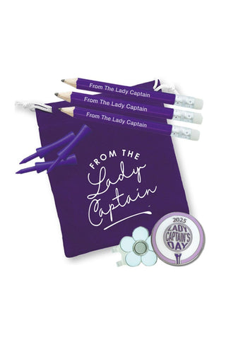 Lady Captain's Day 2025 Golf Ball Marker and Visor Clip Set - Purple