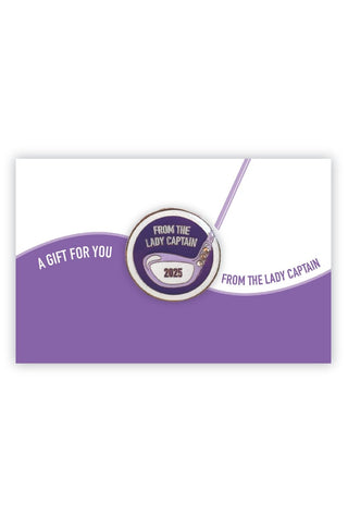 'From The Lady Captain 2025' Ball Marker on Card - Purple