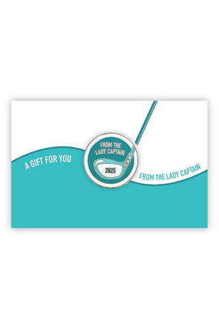 'From The Lady Captain 2025' Ball Marker on Card - Aqua