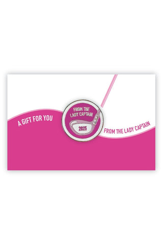 'From The Lady Captain 2025' Ball Marker on Card - Pink