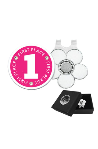 First Place Ball Marker and Visor Clip in Presentation Gift Box