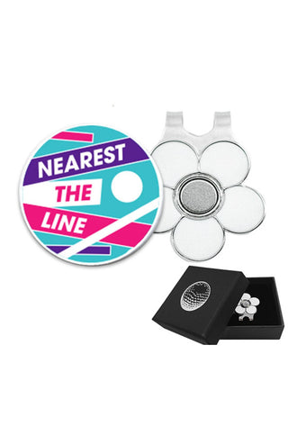 Nearest The Line Golf Ball Marker and Visor Clip in Presentation Gift Box