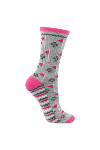 Surprizeshop - Pair of Ladies Crew Golf Socks with Flag Design - Grey