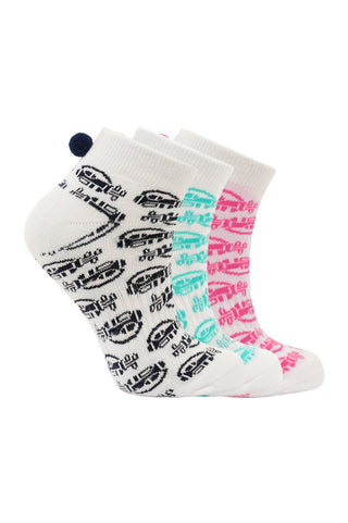 Surprizeshop 3 Pair Pack Of Ladies Pom Pom Golf Socks - Multi Coloured