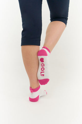 3 Pair Pack of Multi Plain Pom Pom Ladies Golf Socks