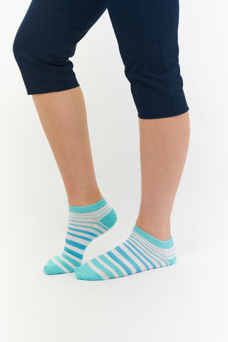 Ladies Golf Trainer Socks - 3 Pair Pack Pack - Aqua