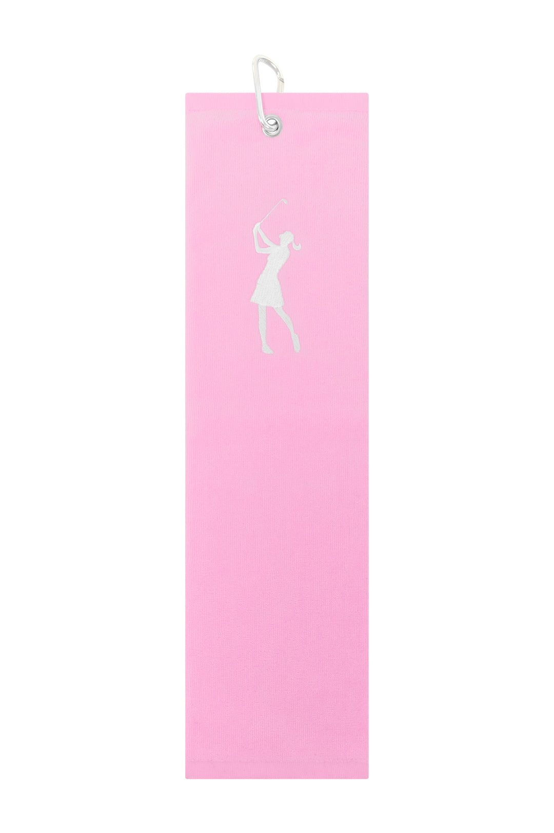 Lady Golfer Embroidered Trifold Golf Towel - Pale Pink