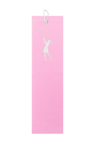 Cotton Trifold Ladies Golf Towel - Pale Pink