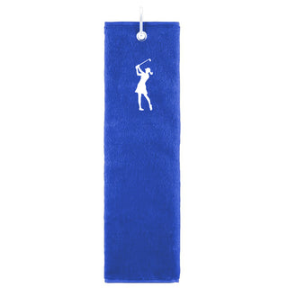 Ladies Embroidered Tri-Fold Ladies Golf Towel - Royal Blue