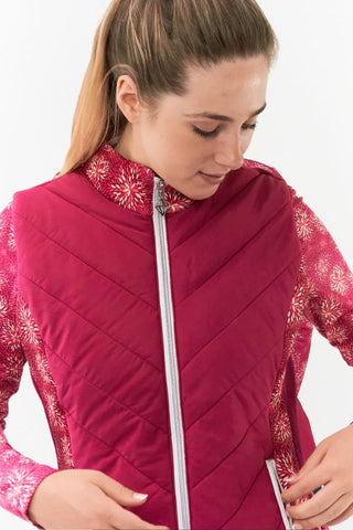 Pure Golf Amber Quilted Gilet  - Garnet Berry