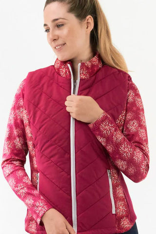 Pure Golf Amber Quilted Gilet  - Garnet Berry