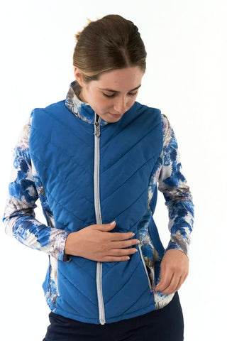 Pure Golf Amber Quilted Gilet  - Stone Canvas Collection - Vallarta Blue