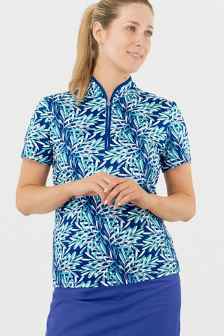 Pure Golf Ellen Short Sleeve Polo Shirt - Floating Palms Yale