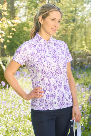 Pure Golf Amity Ladies Golf Cap Sleeve Polo Shirt - Violet Fields