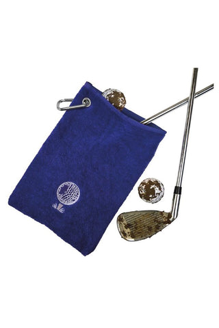 Bag Golf Towel With Carabiner- Navy