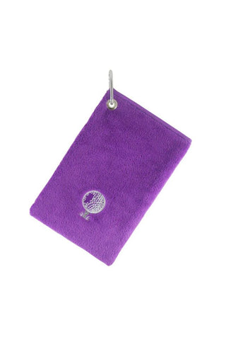 Bag Golf Towel With Carabiner -Purple