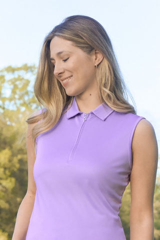 Pure Golf Thrive Ladies Sleeveless Golf Polo Shirts - Lilac