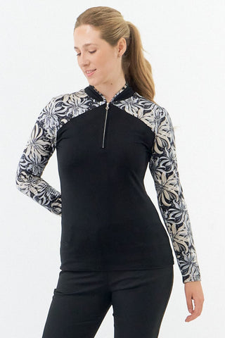 Pure Golf Maple Long Sleeve Zip Top - Champagne Orchid