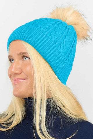Ladies Waterproof Bobble Hat - Aqua
