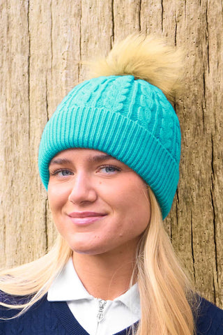 Ladies Waterproof Bobble Hat - Aqua