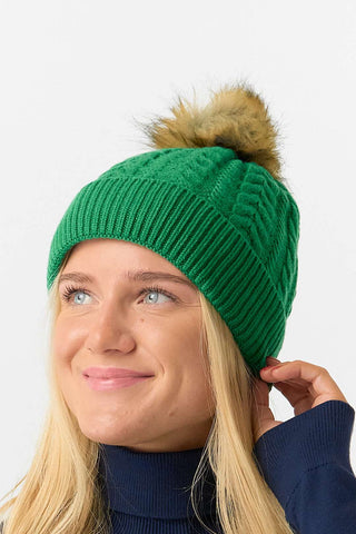 Ladies Waterproof Bobble Hat - Emerald Green