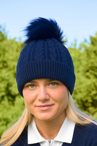Ladies Waterproof Bobble Hat - Navy