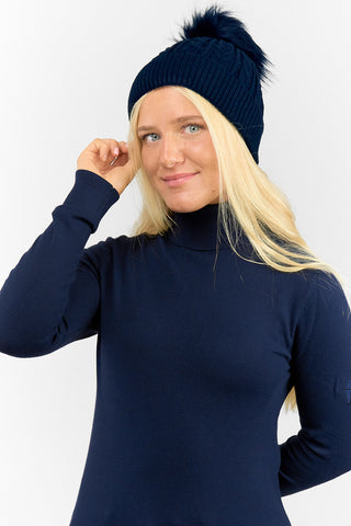 Surprizeshop Ladies Waterproof Bobble Ladies Golf Hat - Navy