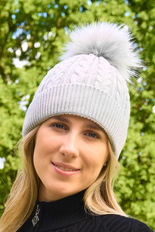 Ladies Waterproof Bobble Hat - Grey