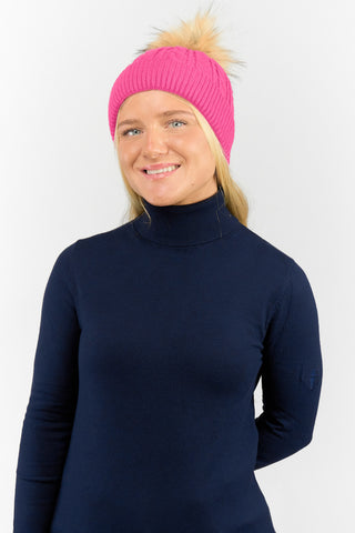 Surprizeshop Ladies Waterproof Bobble Ladies Golf Hat - Hot Pink