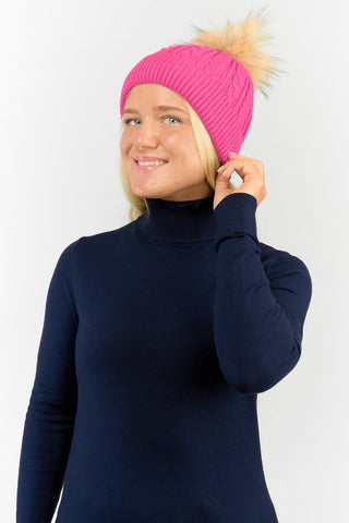 Surprizeshop Ladies Waterproof Bobble Ladies Golf Hat - Hot Pink