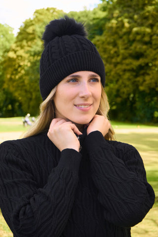 Surprizeshop Ladies Waterproof Bobble Ladies Golf Hat - Black