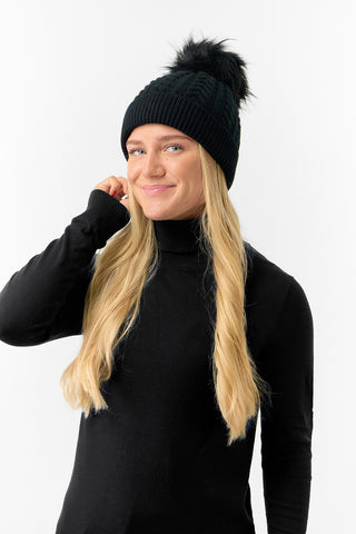 Surprizeshop Waterproof Bobble Ladies Golf Hat - Black