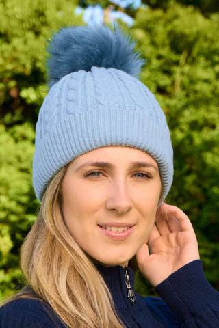 Ladies Waterproof Bobble Hat - Powder Blue