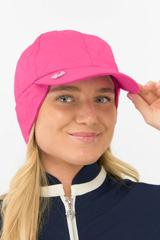 Ladies Waterproof Fleece Lined Rain Cap with Ball Marker - Pink